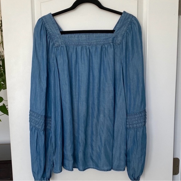 LC Lauren Conrad Blue Long Sleeve Top - Picture 1 of 6